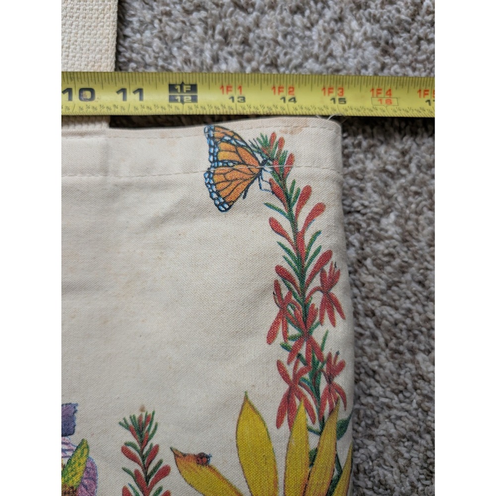 Harlequin Mills Canvas Tote Bag Women's Cream Joyce Reed Floral Print 1992 Art - Picture 9 of 9
